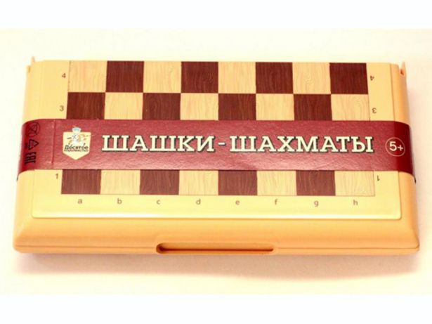 Товар: Игра настольная "Шашки-Шахматы" в пласт.коробке (мал, беж)  03881, 378,67₽